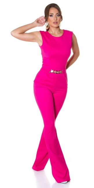 jumpsuit with gold buckle flared Pink